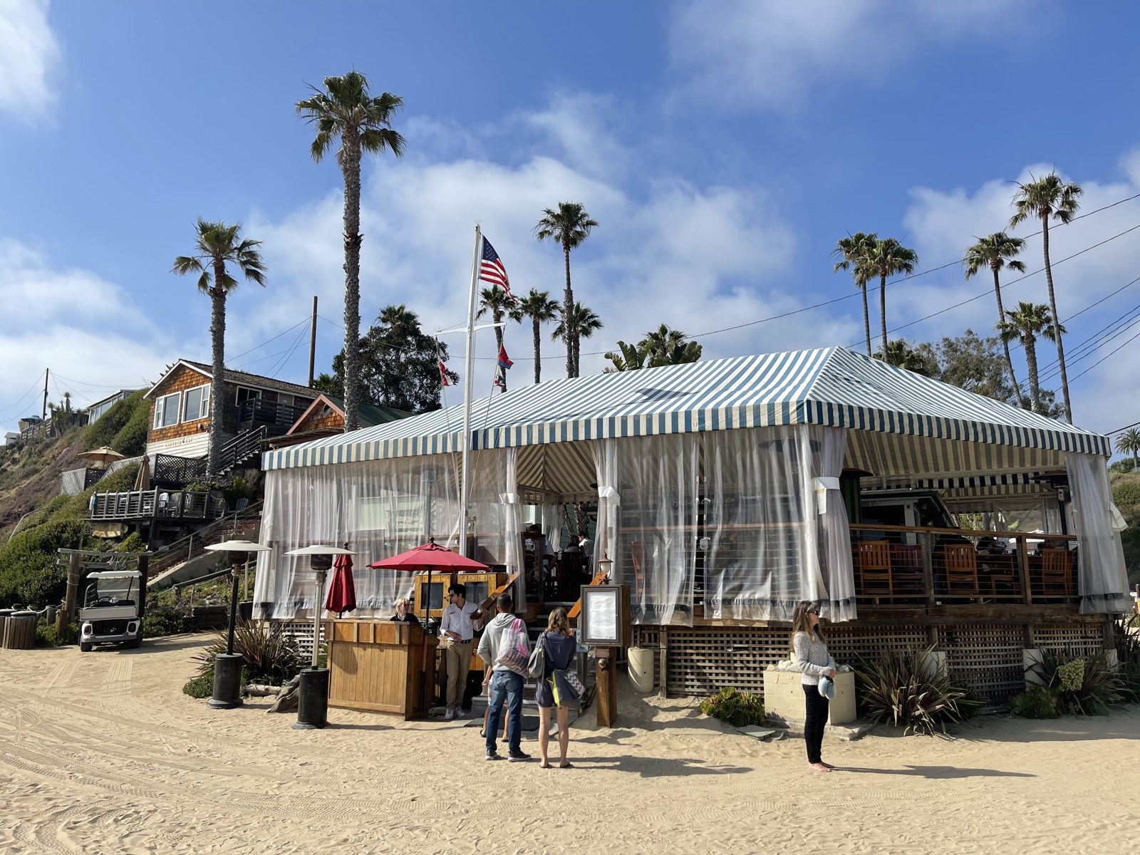 The Beachcomber Cafe exterior on the sand at Crystal Cove